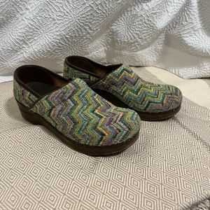 Colorful green clogs